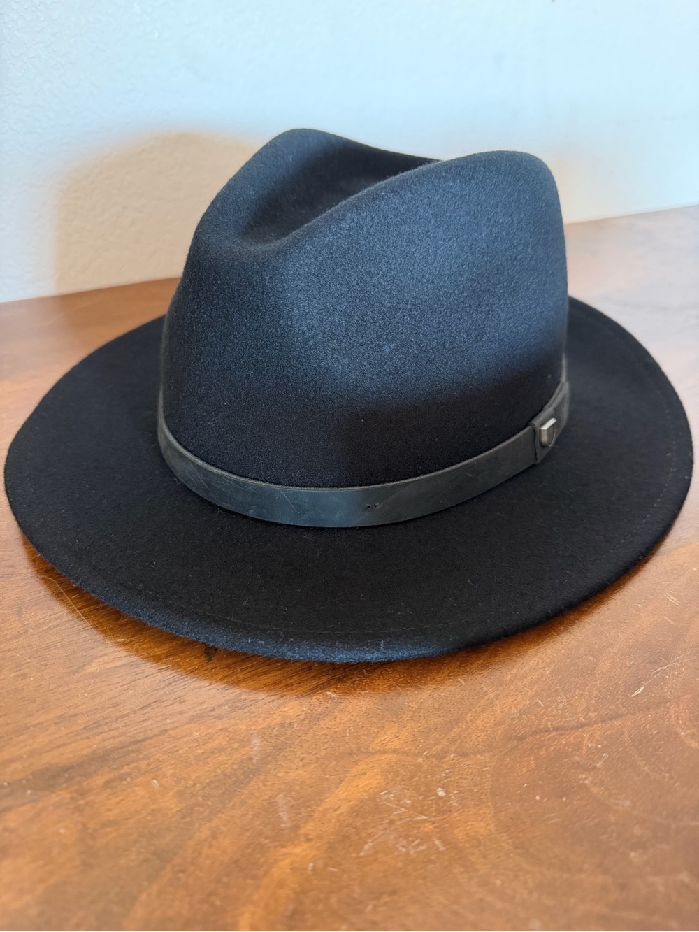 Brixton Black Felt Fedora Hat Size M Unisex Wide Brim